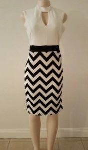 Chevron Midi Dress, Size Large